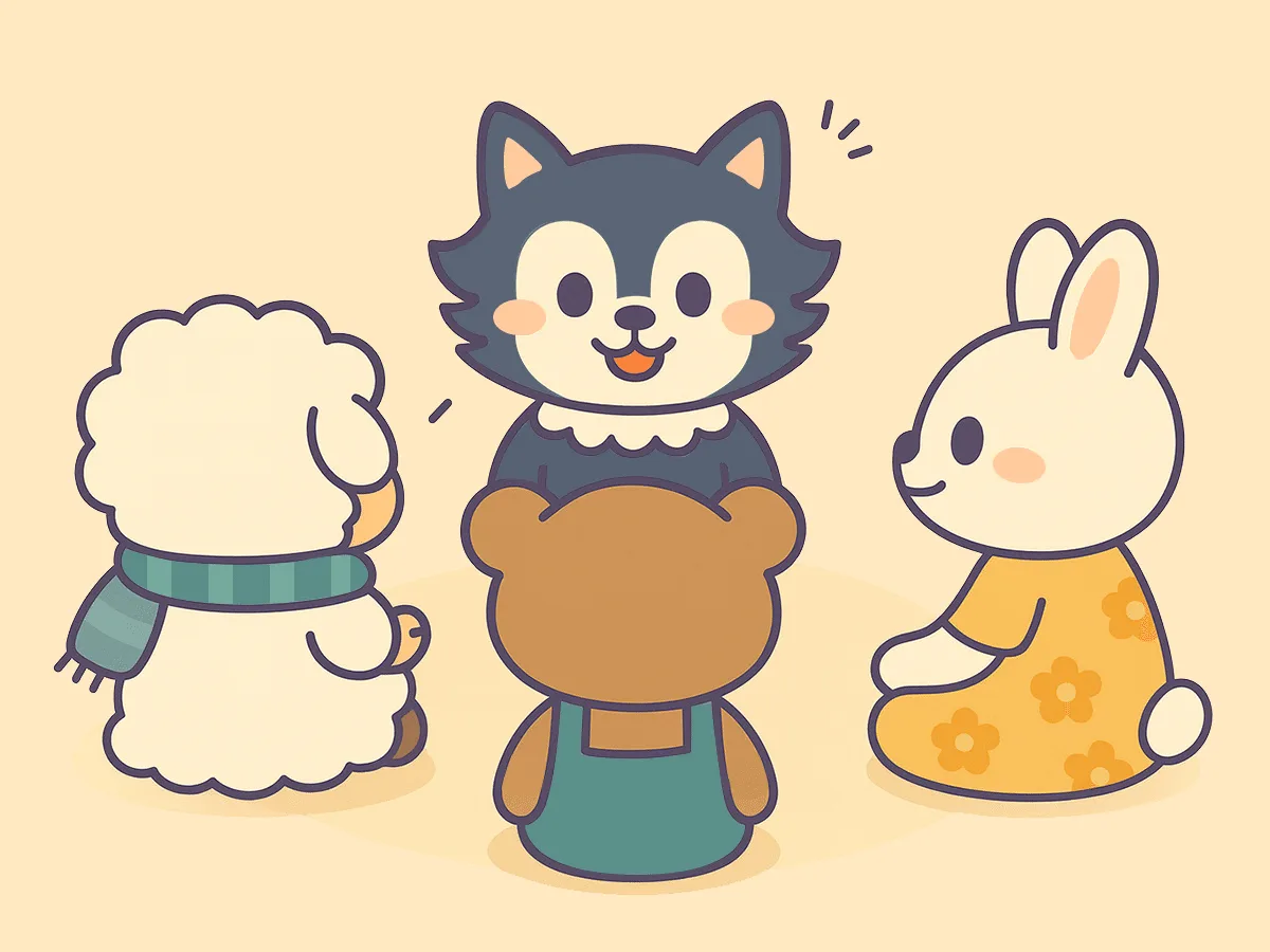 お題（テーマ）を決める場面のイラスト