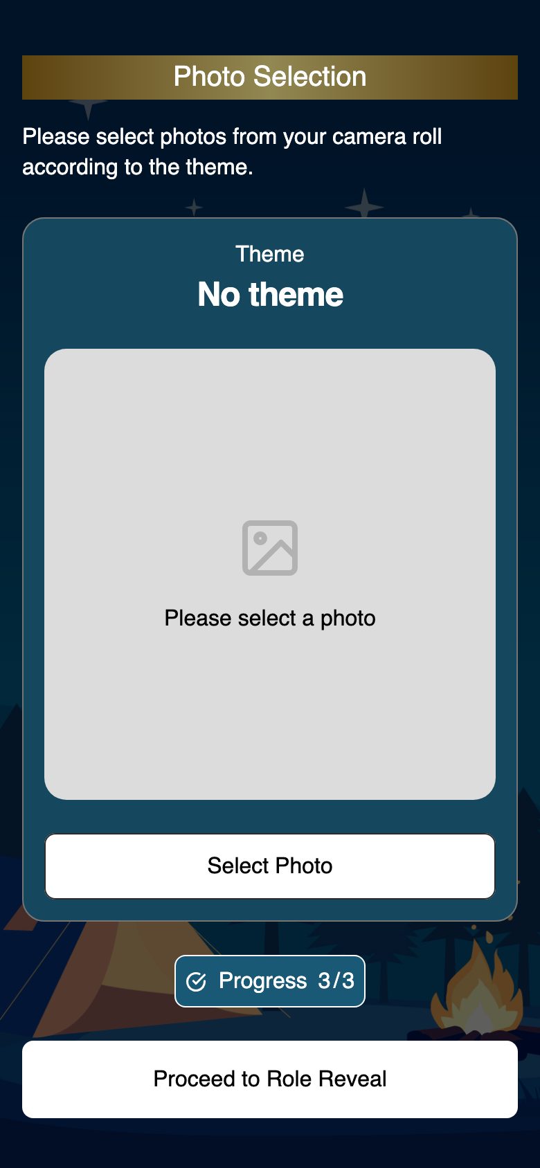 Actual Photo Werewolf screen: choosing and submitting a photo from your camera roll